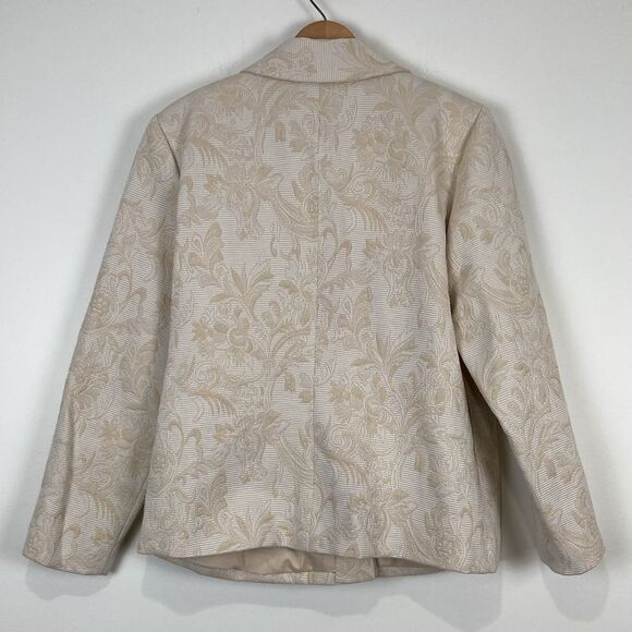 CLEARANCE Appleseeds Women's Blazer Size 12 Cream Embroidered Floral Work Wear - Picture 5 of 6